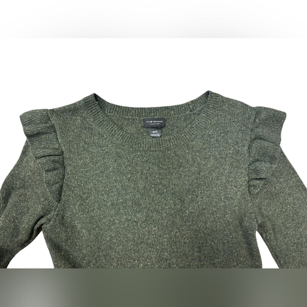 Club Monaco Dress EUC Long Sleeve Knit Silk/Wool Green Midi Size Medium - Picture 9 of 12